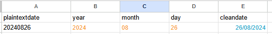Converting an 8 digit number to a Date in Google Sheets